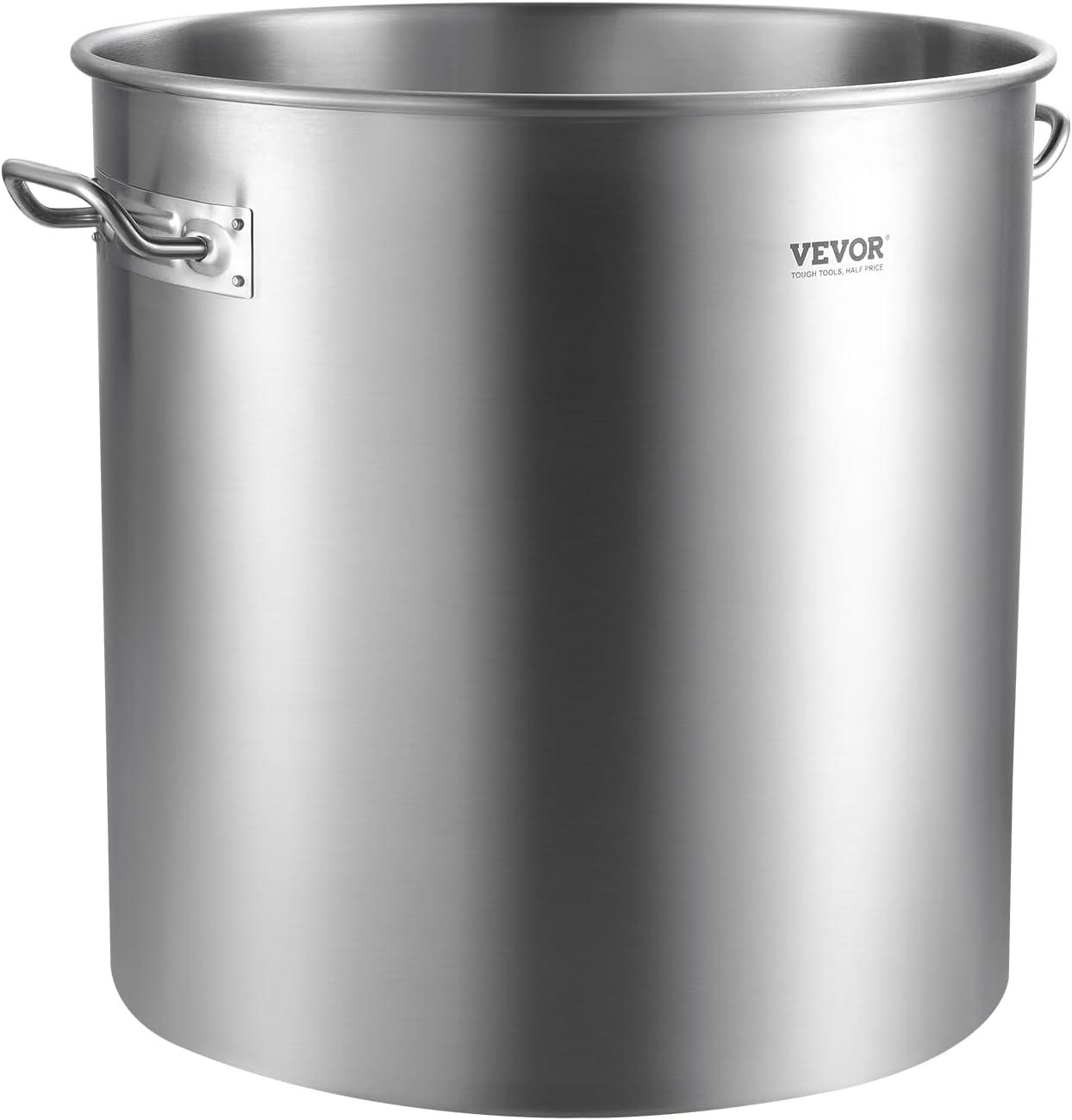 image:imageVEVOR Stainless Steel Stockpot 84 Quart Large Cooking Pots Cookware Sauce Pot with Basket Lid and Handle Heavy Duty Commercial Grade Stock Pot Sanding Treatment for Large Groups Events Silver100 Quarts