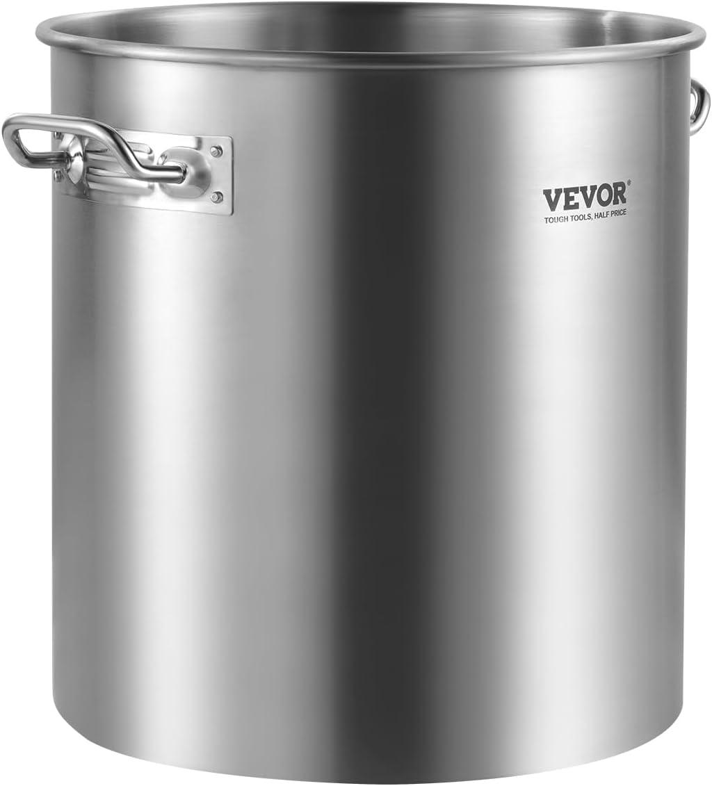 image:imageVEVOR Stainless Steel Stockpot 84 Quart Large Cooking Pots Cookware Sauce Pot with Basket Lid and Handle Heavy Duty Commercial Grade Stock Pot Sanding Treatment for Large Groups Events Silver24 Quarts