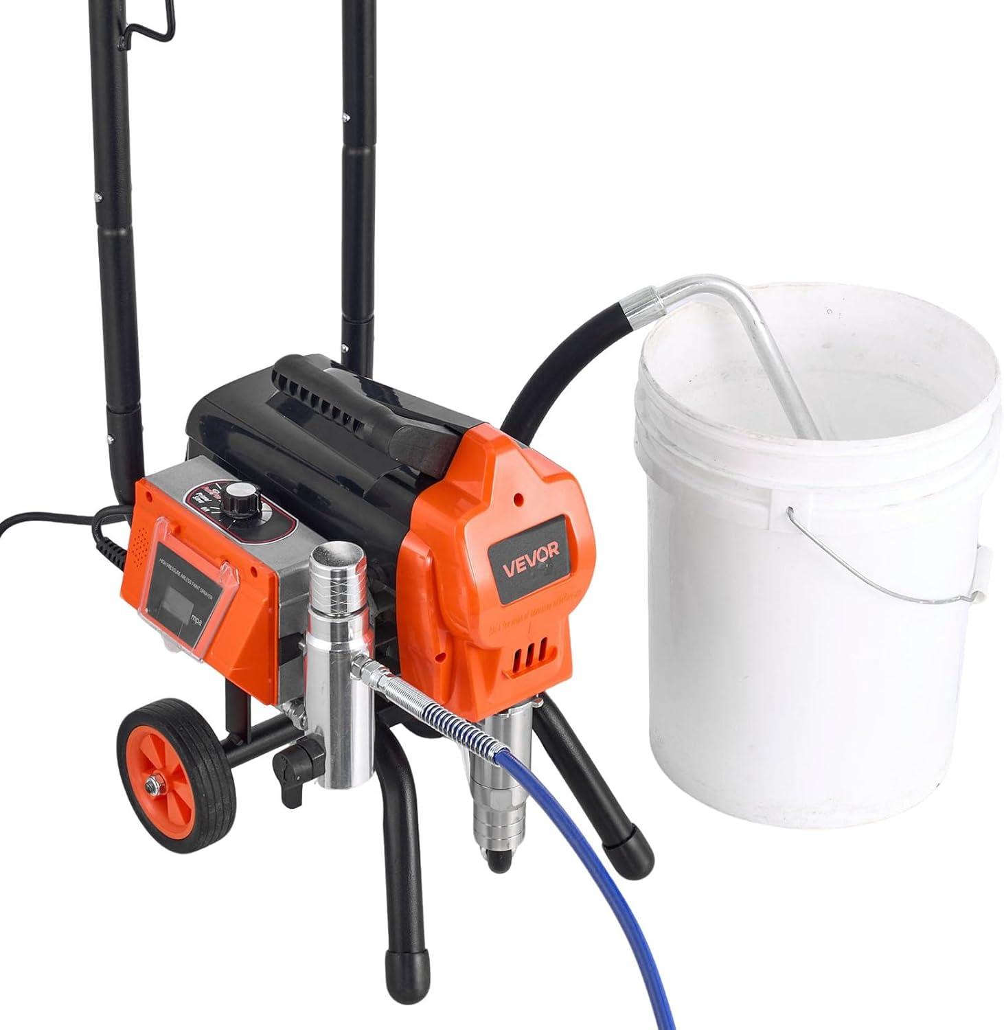 image:imageVEVOR Stand Airless Paint Sprayer 900W 3300PSI High Pressure Airless Sprayer Cleaning Brush Hose Extension Rod Nozzles Electric Spray Paint Machine for Interior or Exterior of House Fence1500W WheeledAirless Paint Sprayer
