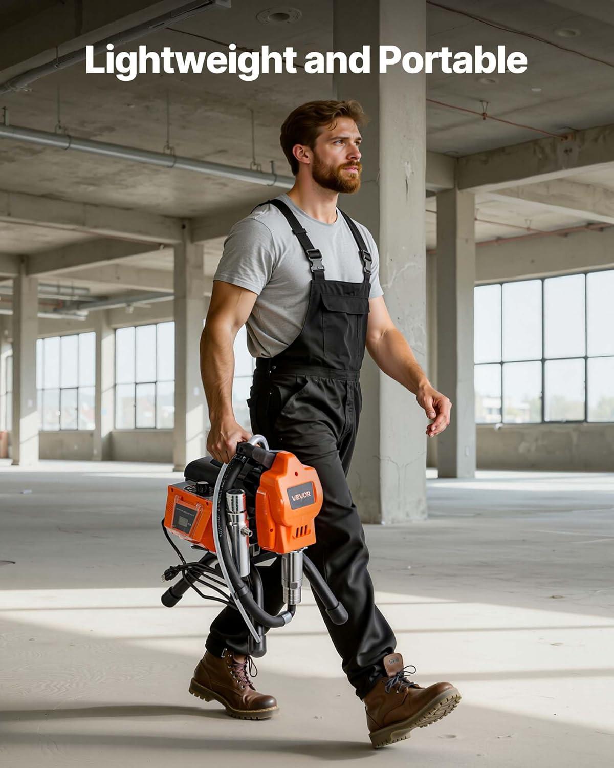 image:imageVEVOR Stand Airless Paint Sprayer 900W 3300PSI High Pressure Airless Sprayer Cleaning Brush Hose Extension Rod Nozzles Electric Spray Paint Machine for Interior or Exterior of House Fence1500W Stand Airless Paint Sprayer