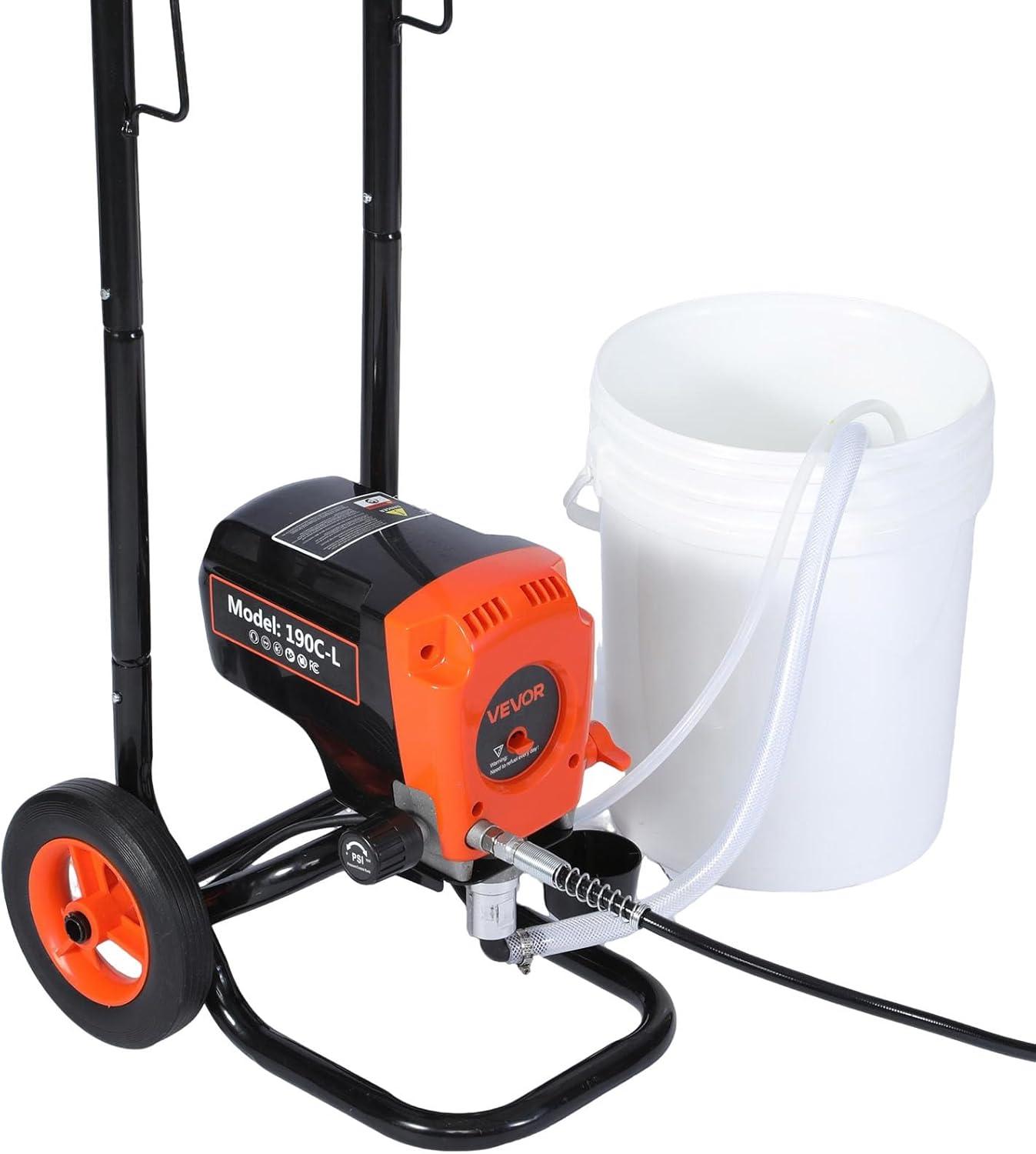 image:imageVEVOR Stand Airless Paint Sprayer 900W 3300PSI High Pressure Airless Sprayer Cleaning Brush Hose Extension Rod Nozzles Electric Spray Paint Machine for Interior or Exterior of House Fence900W WheeledAirless Paint Sprayer