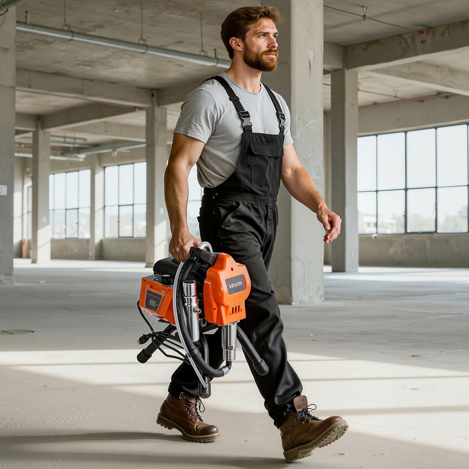 image:imageVEVOR Stand Airless Paint Sprayer 900W 3300PSI High Pressure Airless Sprayer Cleaning Brush Hose Extension Rod Nozzles Electric Spray Paint Machine for Interior or Exterior of House Fence1500W Stand Airless Paint Sprayer