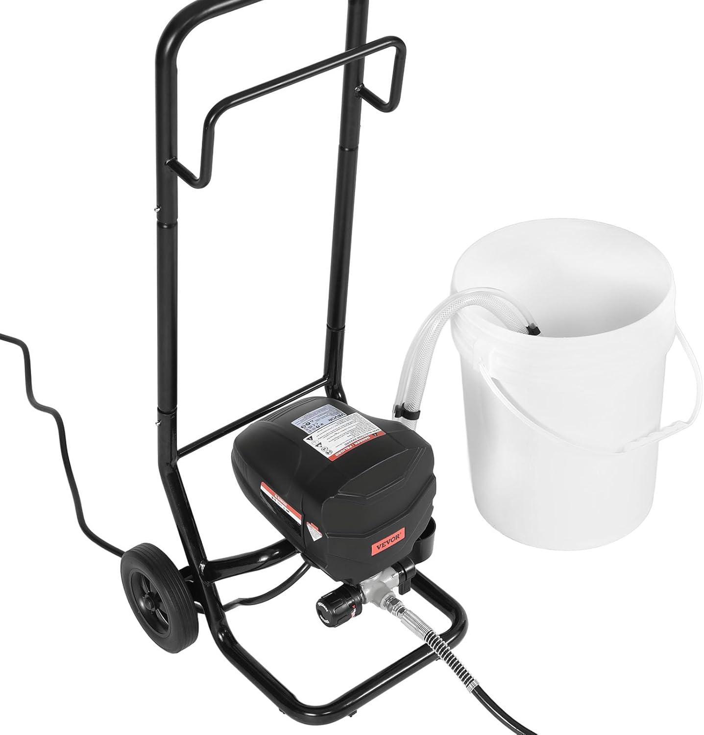 image:imageVEVOR Stand Airless Paint Sprayer 900W 3300PSI High Pressure Airless Sprayer Cleaning Brush Hose Extension Rod Nozzles Electric Spray Paint Machine for Interior or Exterior of House Fence650W WheeledAirless Paint Sprayer