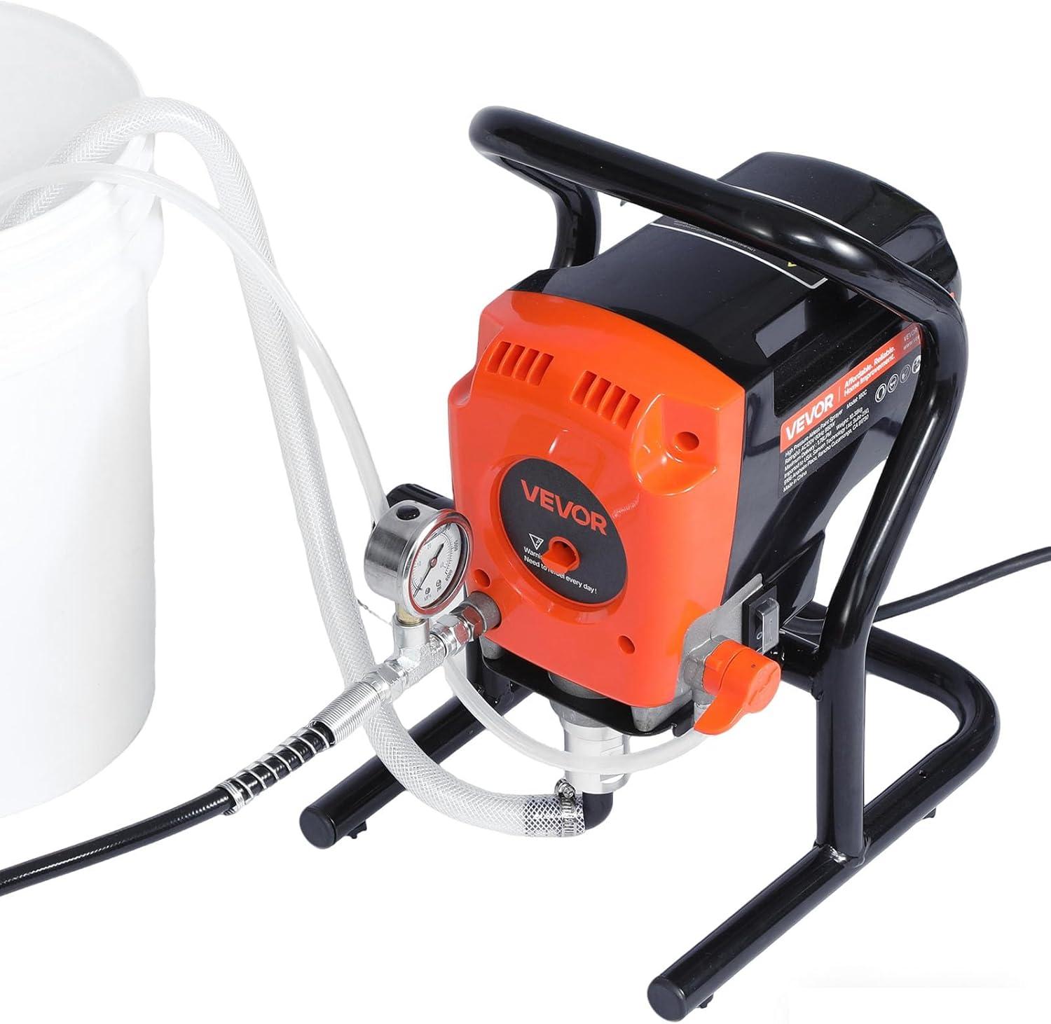 image:imageVEVOR Stand Airless Paint Sprayer 900W 3300PSI High Pressure Airless Sprayer Cleaning Brush Hose Extension Rod Nozzles Electric Spray Paint Machine for Interior or Exterior of House Fence900W Stand Airless Paint Sprayer