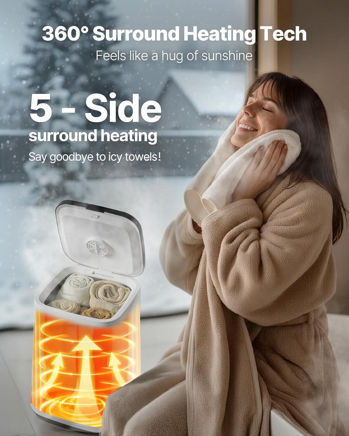 image:imageVEVOR Towel Warmer Bucket 20L Large Towel Warmer for Bathroom Auto Shut Off Towel Heater Fits up to Two 40x70 Oversized Towels Bathrobes Blankets 4Level Timer Towel Warmer Ideal for Spa GrayWhite