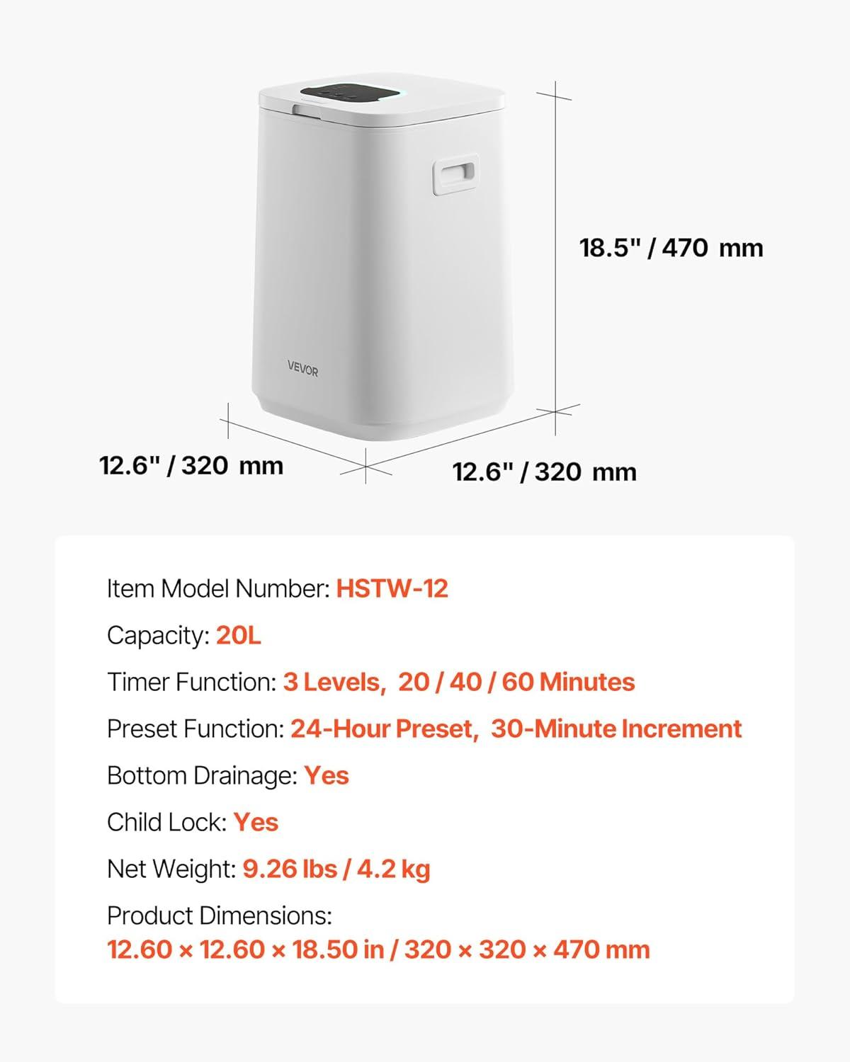 image:imageVEVOR Towel Warmer Bucket 20L Large Towel Warmer for Bathroom Auto Shut Off Towel Heater Fits up to Two 40x70 Oversized Towels Bathrobes Blankets 4Level Timer Towel Warmer Ideal for Spa GrayWhite Lip