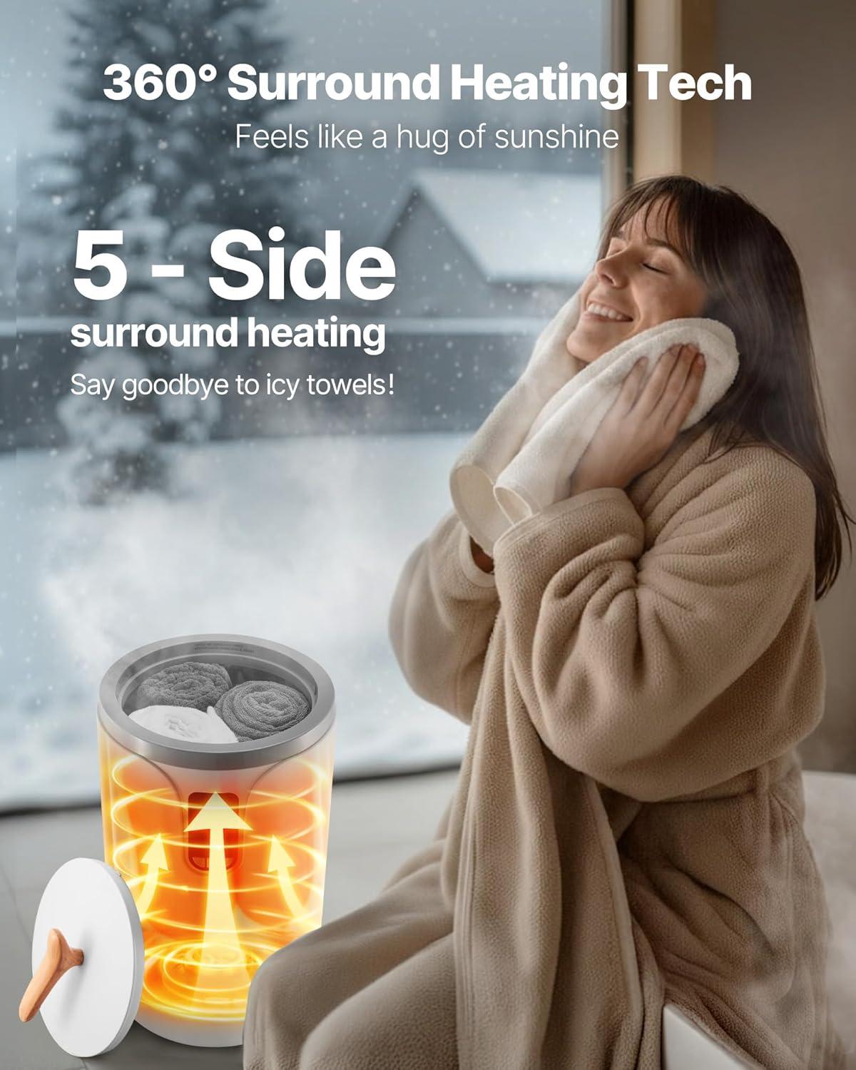 image:imageVEVOR Towel Warmer Bucket 20L Large Towel Warmer for Bathroom Auto Shut Off Towel Heater Fits up to Two 40x70 Oversized Towels Bathrobes Blankets 4Level Timer Towel Warmer Ideal for Spa GrayWhite