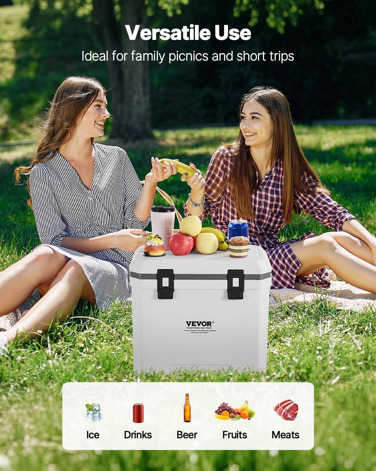 image:imageVEVOR UltraLight Hard Cooler Ice Retention Cooler with Heavy Duty Handle Ice Chest Lunch Box for Camping Travel Outdoor Keeps Cool for up to 6 Days 30 Lighter Than Rotomolded Coolers38 QT without wheels