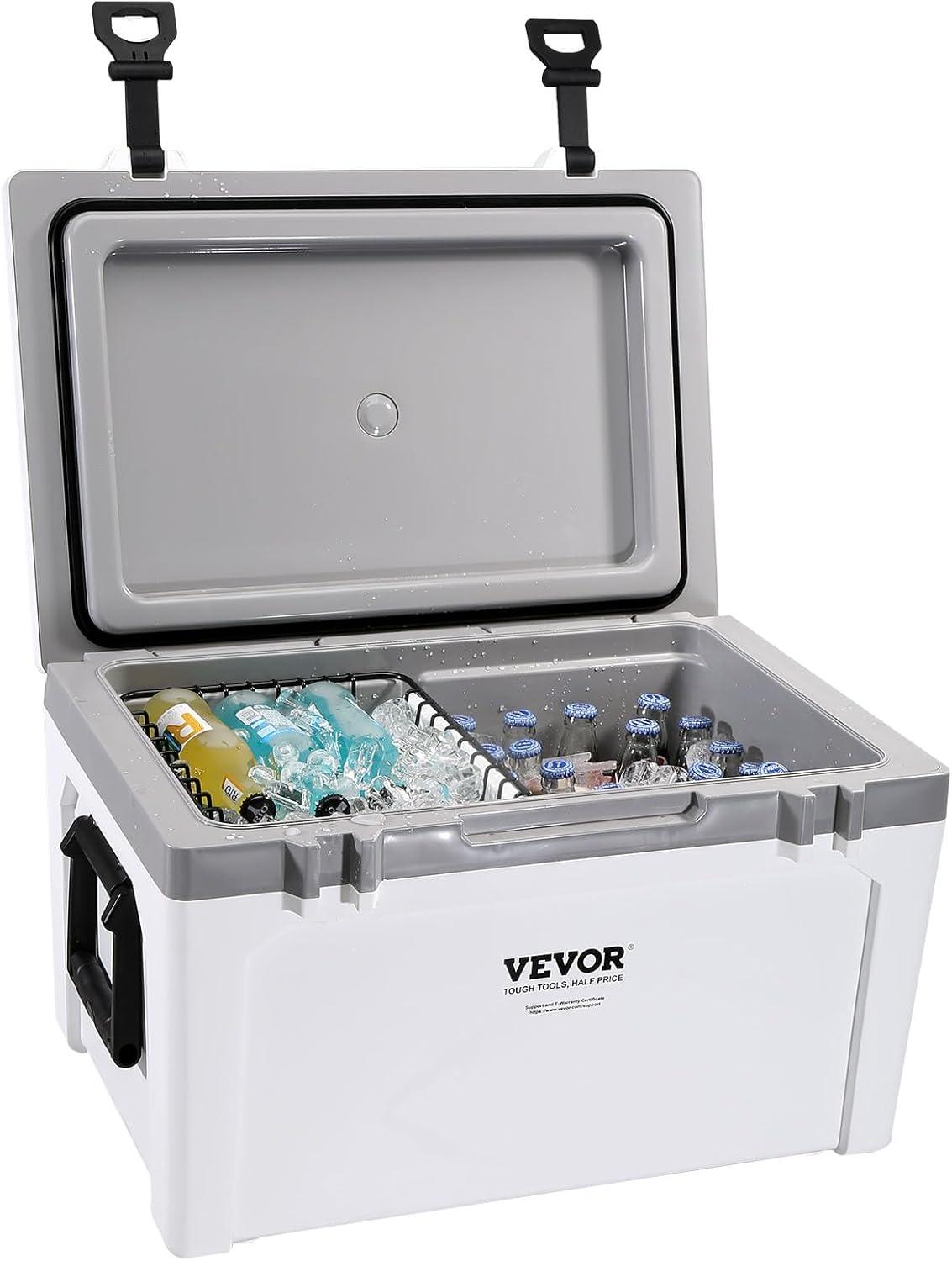 image:imageVEVOR UltraLight Hard Cooler Ice Retention Cooler with Heavy Duty Handle Ice Chest Lunch Box for Camping Travel Outdoor Keeps Cool for up to 6 Days 30 Lighter Than Rotomolded Coolers52 QT without wheels