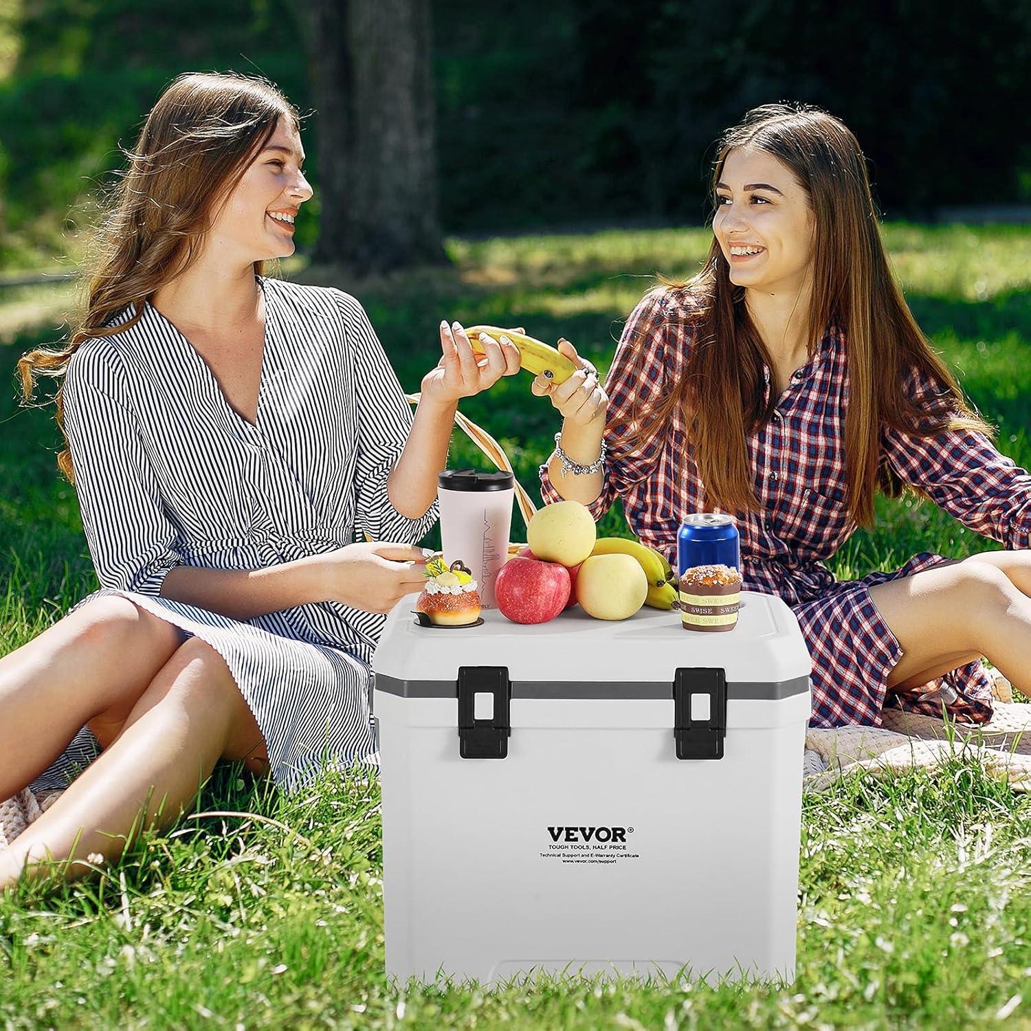 image:imageVEVOR UltraLight Hard Cooler Ice Retention Cooler with Heavy Duty Handle Ice Chest Lunch Box for Camping Travel Outdoor Keeps Cool for up to 6 Days 30 Lighter Than Rotomolded Coolers38 QT without wheels