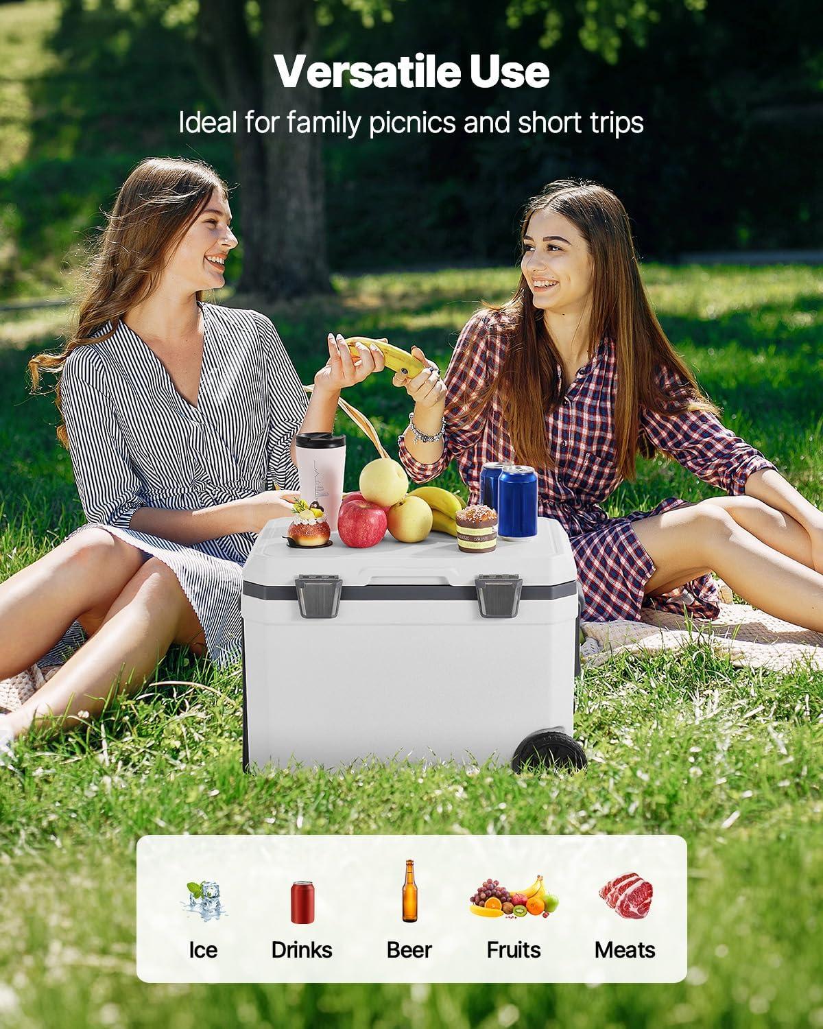 image:imageVEVOR UltraLight Hard Cooler Ice Retention Cooler with Heavy Duty Handle Ice Chest Lunch Box for Camping Travel Outdoor Keeps Cool for up to 6 Days 30 Lighter Than Rotomolded Coolers45 QT with wheels