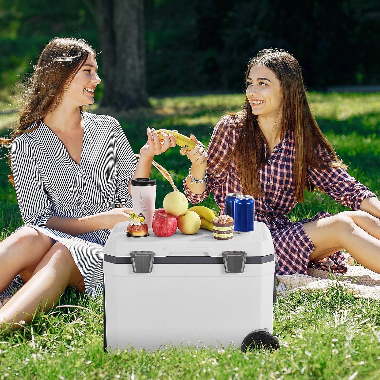 image:imageVEVOR UltraLight Hard Cooler Ice Retention Cooler with Heavy Duty Handle Ice Chest Lunch Box for Camping Travel Outdoor Keeps Cool for up to 6 Days 30 Lighter Than Rotomolded Coolers45 QT with wheels