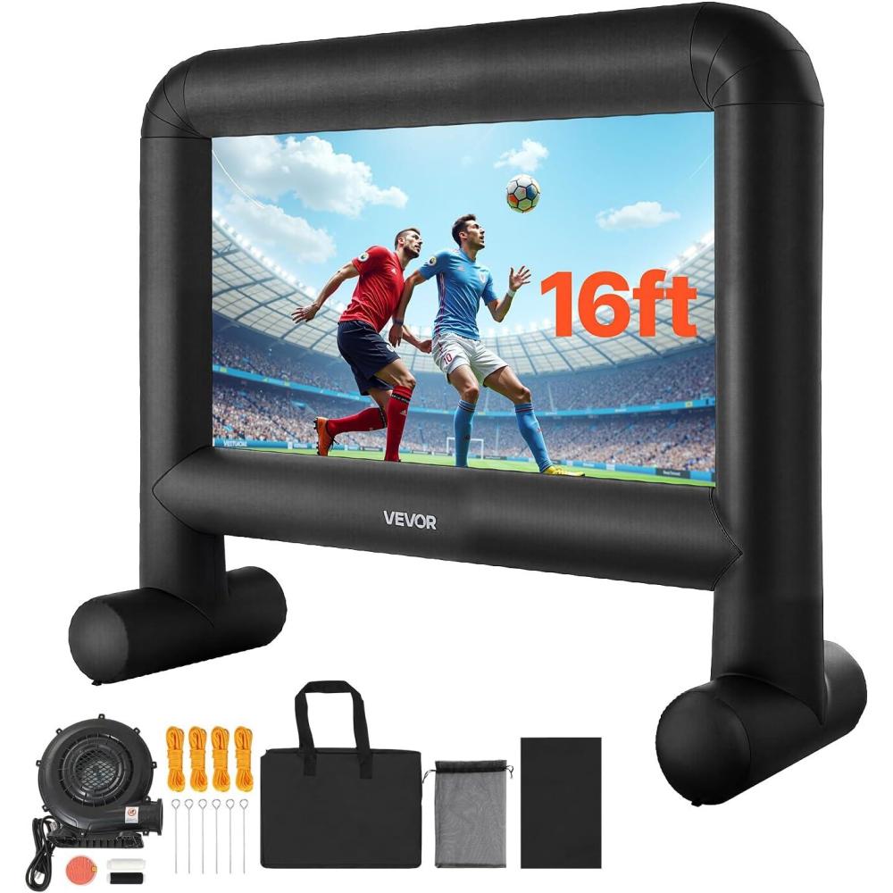image:imageVEVOR 16FT Inflatable Movie Screen Outdoor Inflatable Projector Screen with Portable Storage Bag 169 Easy Set Up Movie Projection for Outdoor Backyard Home Theater Theme Party16 Feet
