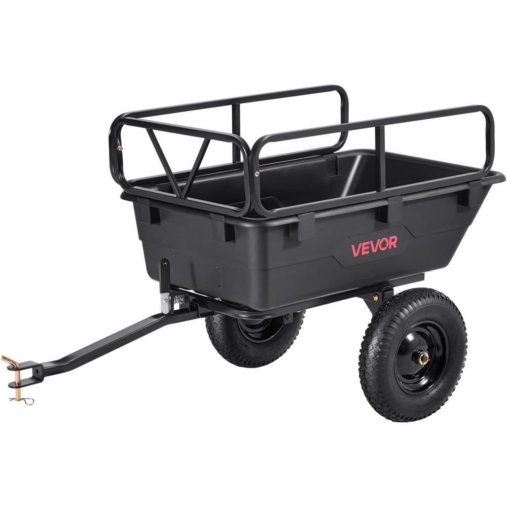 image:imageVEVOR 22 CuFt 1600Lbs Steel ATV UTV Trailer Tow Behind Dump Cart Heavy Duty Pull Behind Utility Dump Trailer for Lawn Mower Trailer Tractor Garden Yard with Removable Rear Panel500Lbs10cuft