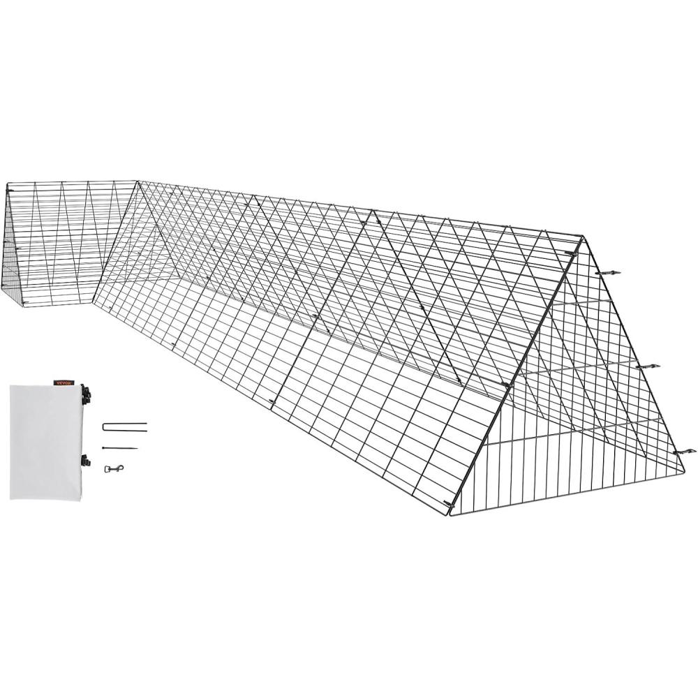 image:imageVEVOR Chicken Tunnels for Yard Metal Poultry Playpen for Outside with Waterproof Cover 1181 x 28 x 242 inch LxWxH Easy to Setup Also Widely Used for Ducks Rabbits Geese CoopPanel  Corner  Tarp