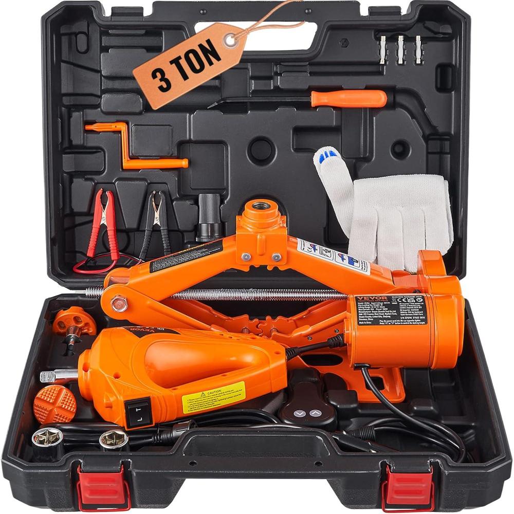 image:imageVEVOR Electric Car Jack 5 Ton11023 LBS Hydraulic Jack Lift with Electric Impact Wrench Builtin Inflatable Pump and LED Light for SUV MPV Sedan Truck Change Tires Garage Repair3T with Wrench