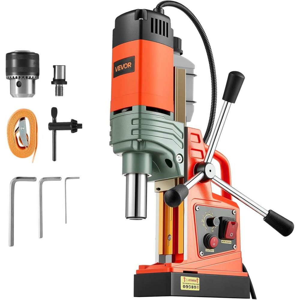 image:imageVEVOR Magnetic Drill 1450W Motor 16 in Boring Diameter 2810 lbf Portable Electric Mag Drill Press with 2 Coring Bits Variable Speed Drilling Machine for Metal Surface Home Improvement IndustryW 2  NEW