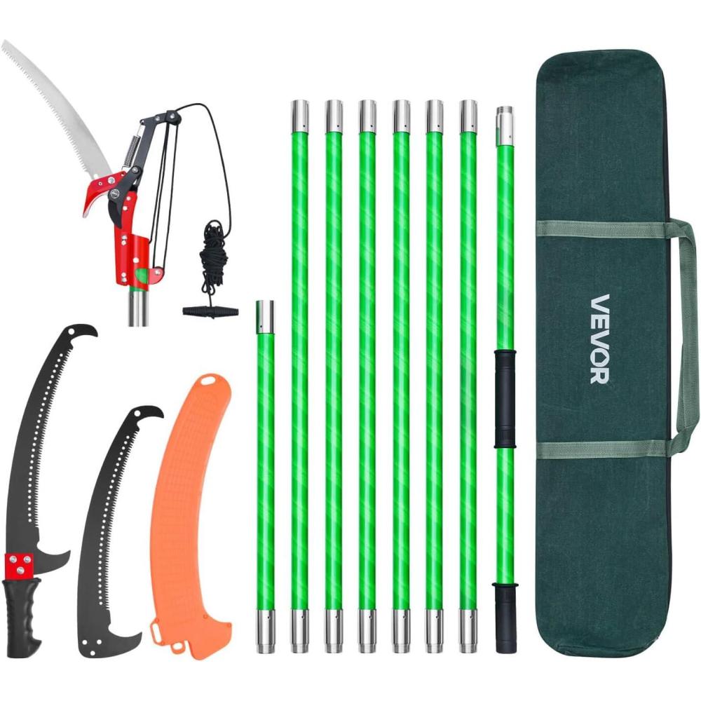 image:imageVEVOR Manual Pole Saw 7327 ft Extendable Tree Pruner Sharp Steel Blade and Scissors High Branches Trimming Branch Trimmer with Lightweight 8 Fiberglass Handles for Pruning Palms and ShrubsPole Saw with Scissors