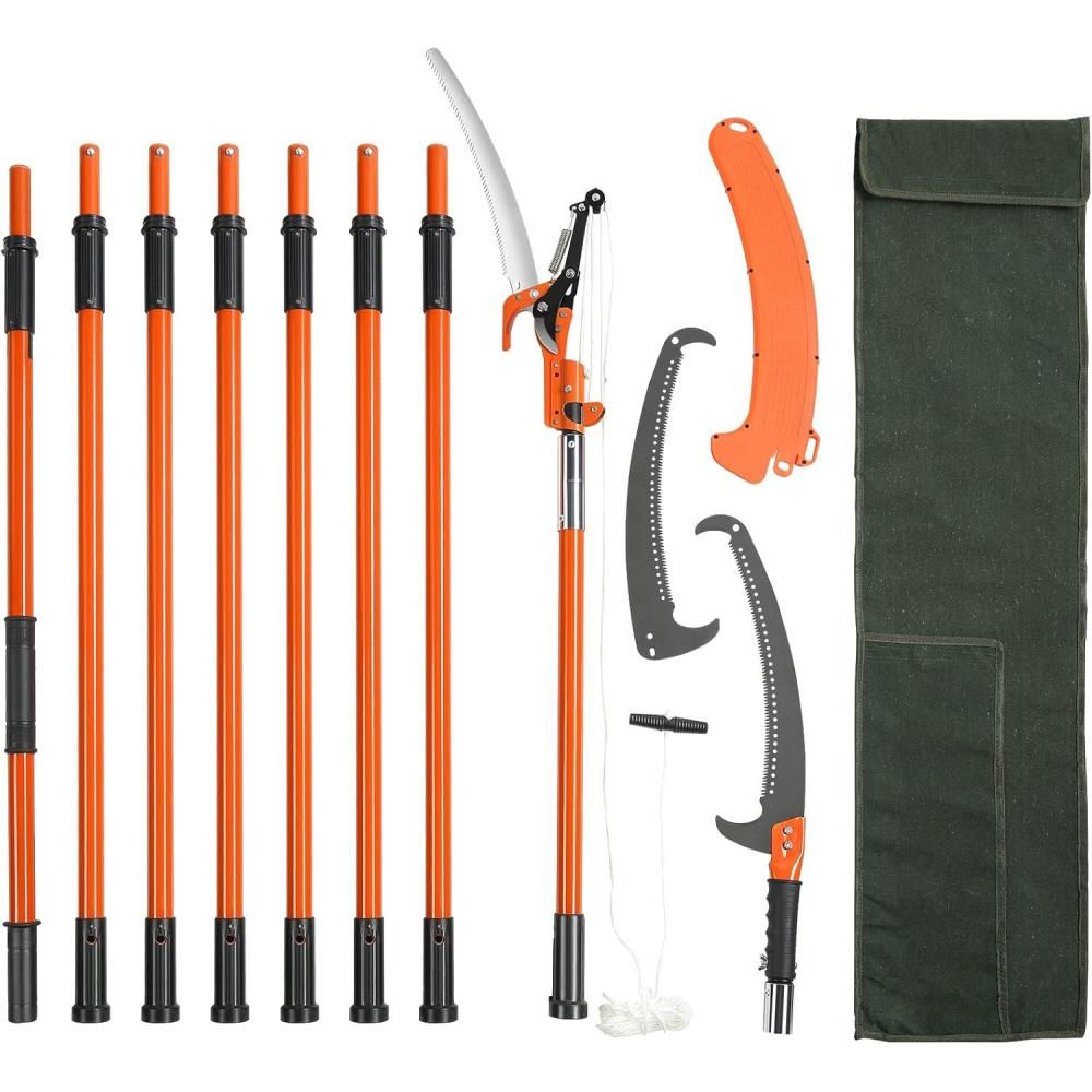 image:imageVEVOR Manual Pole Saw 7327 ft Extendable Tree Pruner Sharp Steel Blade and Scissors High Branches Trimming Branch Trimmer with Lightweight 8 Fiberglass Handles for Pruning Palms and ShrubsPole Saw with Scissors Pro