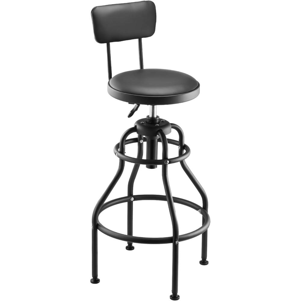 image:imageVEVOR Mechanic Stool Dual Storage Trays Rolling Stool and Garage Stool with Adjustable Height 236295 inSoft Waterproof Cushion 360 Swivel Casters 330 LBS Capacity Heavy Dutywith Backrestno Casters