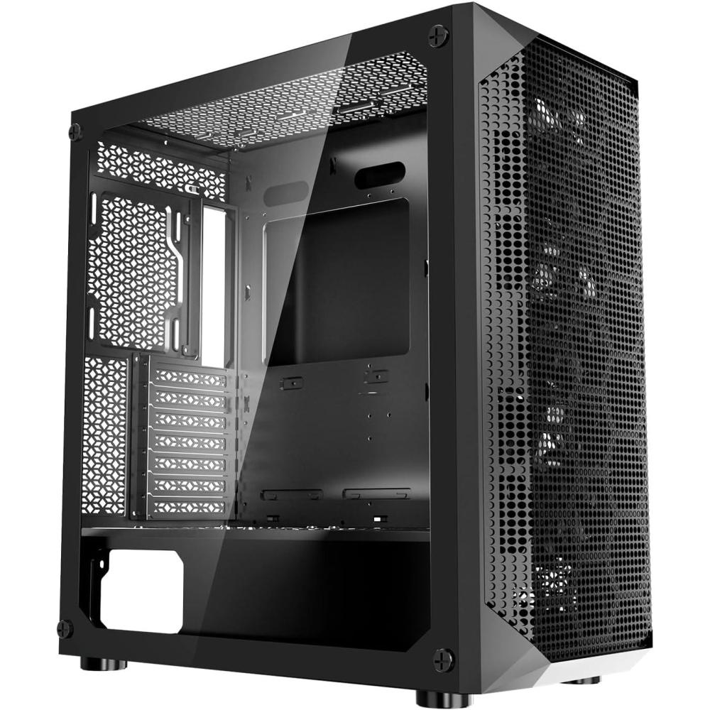 image:imageVEVOR PC Gaming Case MidTower Computer Case with HighAirflow Tempered Glass Panel Dust Filter 2 x 120 mm Fans Cable Management for GPU up to 360 mm in Length Compatible with ATXMATXITXFullTower