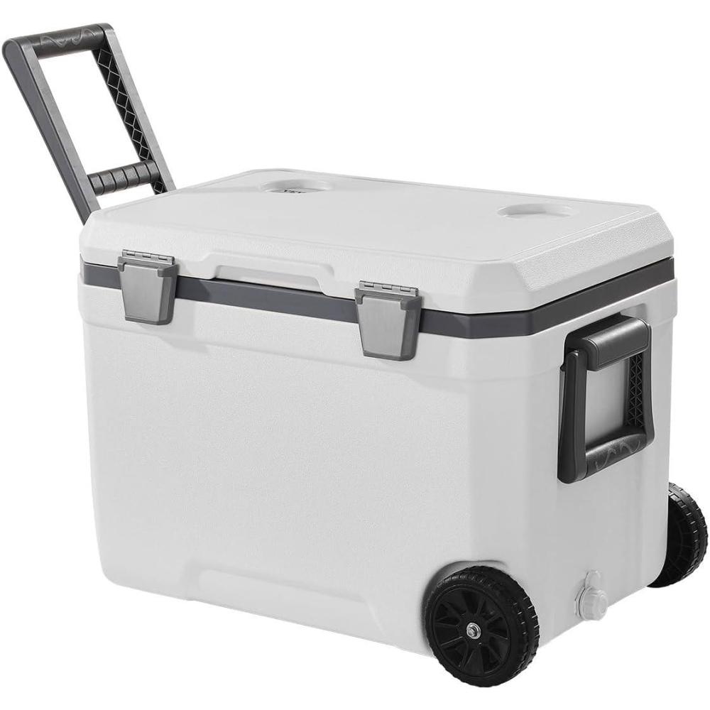 image:imageVEVOR UltraLight Hard Cooler Ice Retention Cooler with Heavy Duty Handle Ice Chest Lunch Box for Camping Travel Outdoor Keeps Cool for up to 6 Days 30 Lighter Than Rotomolded Coolers45 QT with wheels