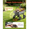 VEVOR 1200lbs 7Cu.Ft. Garden Dump Cart with 2-in-1 Convertible Handle and 13in All Terrain Wheels, Heavy Duty Poly Yard Dump Wagon Utility ATV Trailer Dump Cart Tow Behind for Lawn Mower Tractor(400LBS & Flat Free Tires)