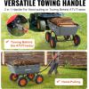 VEVOR 1200lbs 7Cu.Ft. Garden Dump Cart with 2-in-1 Convertible Handle and 13in All Terrain Wheels, Heavy Duty Poly Yard Dump Wagon Utility ATV Trailer Dump Cart Tow Behind for Lawn Mower Tractor(1200LBS & Pneumatic tires)