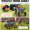 VEVOR 1200lbs 7Cu.Ft. Garden Dump Cart with 2-in-1 Convertible Handle and 13in All Terrain Wheels, Heavy Duty Poly Yard Dump Wagon Utility ATV Trailer Dump Cart Tow Behind for Lawn Mower Tractor(1500lbs & Pneumatic Tire)