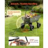 VEVOR 1200lbs 7Cu.Ft. Garden Dump Cart with 2-in-1 Convertible Handle and 13in All Terrain Wheels, Heavy Duty Poly Yard Dump Wagon Utility ATV Trailer Dump Cart Tow Behind for Lawn Mower Tractor(600LBS & Flat Free Tires)