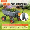 VEVOR 1200lbs 7Cu.Ft. Garden Dump Cart with 2-in-1 Convertible Handle and 13in All Terrain Wheels, Heavy Duty Poly Yard Dump Wagon Utility ATV Trailer Dump Cart Tow Behind for Lawn Mower Tractor(600lbs&Pneumatic Tires)