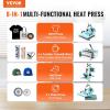 VEVOR 15×15 Heat Press Machine 8 in 1 Combo with 30 OZ Tumbler Press & Hat Press, Slide Out Heat Press Sublimation Machine for T-Shirts, Hats Caps Tumblers Glass Cans Mugs, and Plates (Light Green)(8in1-15×15-30OZ-Green)