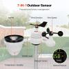 VEVOR 7-in-1 Wi-Fi Weather Station with APP, 7.5-Inch VA Display, Wireless Solar Powered Outdoor Sensor, Rain Gauge, Indoor Outdoor for Weather Forecast, Wind Speed, Temperature, Humidity, Rainfall(7-in-1 Wireless Weather Station)