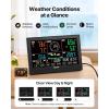 VEVOR 7-in-1 Wi-Fi Weather Station with APP, 7.5-Inch VA Display, Wireless Solar Powered Outdoor Sensor, Rain Gauge, Indoor Outdoor for Weather Forecast, Wind Speed, Temperature, Humidity, Rainfall(7in1 WiFi with Pool Thermometer)