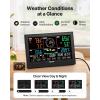 VEVOR 7-in-1 Wi-Fi Weather Station with APP, 7.5-Inch VA Display, Wireless Solar Powered Outdoor Sensor, Rain Gauge, Indoor Outdoor for Weather Forecast, Wind Speed, Temperature, Humidity, Rainfall(7-in-1 WiFi with APP)