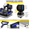 VEVOR 8 in 1 Heat Press Machine 15×15 Inch, 360° Swing Away Tshirt Press, Digital Professional Sublimation Heat Transfer for T Shirts Hat Cap Mug Plate(Blue)