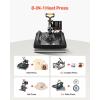 VEVOR 8 in 1 Heat Press Machine 15×15 Inch, 360° Swing Away Tshirt Press, Digital Professional Sublimation Heat Transfer for T Shirts Hat Cap Mug Plate(Black)