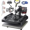 VEVOR 8 in 1 Heat Press Machine 15×15 Inch, 360° Swing Away Tshirt Press, Digital Professional Sublimation Heat Transfer for T Shirts Hat Cap Mug Plate(Black)