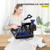 VEVOR 8 in 1 Heat Press Machine 15×15 Inch, 360° Swing Away Tshirt Press, Digital Professional Sublimation Heat Transfer for T Shirts Hat Cap Mug Plate(Blue)