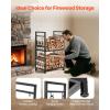 VEVOR 8.5FT Outdoor Firewood Rack with Cover, 102×14.2×46.1 in, Heavy Duty Firewood Holder & 600D Oxford Waterproof Cover for Fireplace, Patio, Indoor/Outdoor Log Storage Rack for 1/2 Cord of Firewood(1.3 FT)