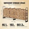 VEVOR 8.5FT Outdoor Firewood Rack with Cover, 102×14.2×46.1 in, Heavy Duty Firewood Holder & 600D Oxford Waterproof Cover for Fireplace, Patio, Indoor/Outdoor Log Storage Rack for 1/2 Cord of Firewood(8.5 FT)