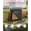 VEVOR 8.5FT Outdoor Firewood Rack with Cover, 102×14.2×46.1 in, Heavy Duty Firewood Holder & 600D Oxford Waterproof Cover for Fireplace, Patio, Indoor/Outdoor Log Storage Rack for 1/2 Cord of Firewood(4 FT)