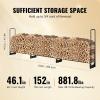 VEVOR 8.5FT Outdoor Firewood Rack with Cover, 102×14.2×46.1 in, Heavy Duty Firewood Holder & 600D Oxford Waterproof Cover for Fireplace, Patio, Indoor/Outdoor Log Storage Rack for 1/2 Cord of Firewood(12.7 FT)