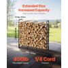 VEVOR 8.5FT Outdoor Firewood Rack with Cover, 102×14.2×46.1 in, Heavy Duty Firewood Holder & 600D Oxford Waterproof Cover for Fireplace, Patio, Indoor/Outdoor Log Storage Rack for 1/2 Cord of Firewood(4 FT)
