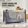 VEVOR Baby Travel Crib and Play Yard, Folding Baby Playpen with Soft Mattress Pad, Portable Toddlers Crib with Breathable Mesh and Travel Bag, Indoor/Outdoor Kid Activity Center for 0-36 Months Babies