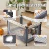 VEVOR Baby Travel Crib and Play Yard, Folding Baby Playpen with Soft Mattress Pad, Portable Toddlers Crib with Breathable Mesh and Travel Bag, Indoor/Outdoor Kid Activity Center for 0-36 Months Babies