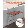 VEVOR Balcony Hanging Table, 24 x 16 inch Metal Folding Bar Table, Outdoor Balcony Railing Table, 5-Level Adjustable, Fits Railings 1″ to 4.7″, Black Stainless Steel