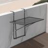VEVOR Balcony Hanging Table, 24 x 16 inch Metal Folding Bar Table, Outdoor Balcony Railing Table, 5-Level Adjustable, Fits Railings 1″ to 4.7″, Black Stainless Steel