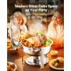 VEVOR Chafing Dish Buffet Set, 5 Qt 4 Pack, Stainless Steel Chafer with 4 Full Size Pan, Round Catering Warmer Server with Glass Lid Water Pan Folding Stand Fuel Holder, for Wedding Banquet, Gold(Silver-white)
