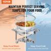 VEVOR Chafing Dish Buffet Set, 5 Qt 4 Pack, Stainless Steel Chafer with 4 Full Size Pan, Round Catering Warmer Server with Glass Lid Water Pan Folding Stand Fuel Holder, for Wedding Banquet, Gold(Silver)
